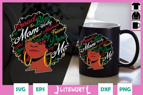 Black Mom Queen Afro SVG: Bold Graphics for Crafts