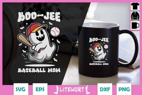 Boo-Jee Baseball Mom Ghost Halloween SVG: Graphics and Crafts for Creative Marketing