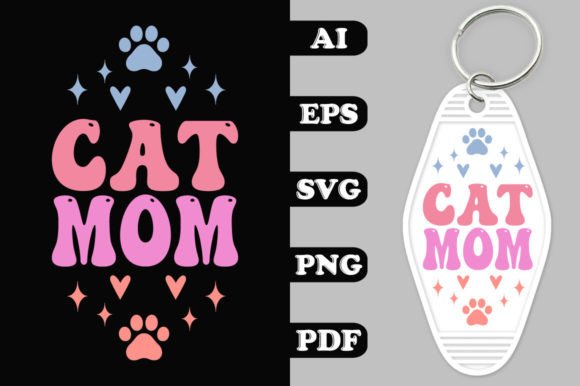 Cat Mom Groovy Key Chain SVG: Crafts & Graphics