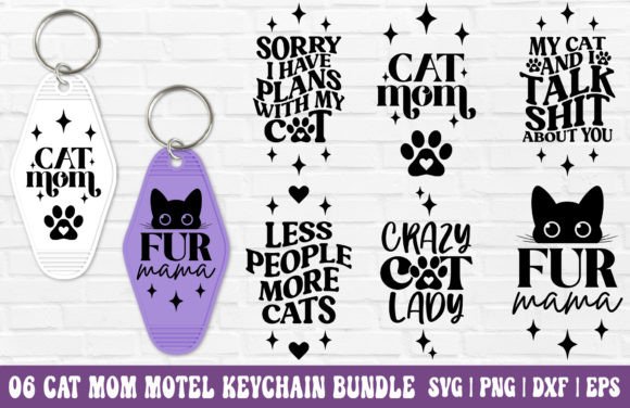 Cat Mom Motel Keychain SVG Bundle