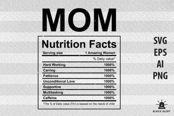 MOM Nutrition Facts SVG Mothers Day Graphics